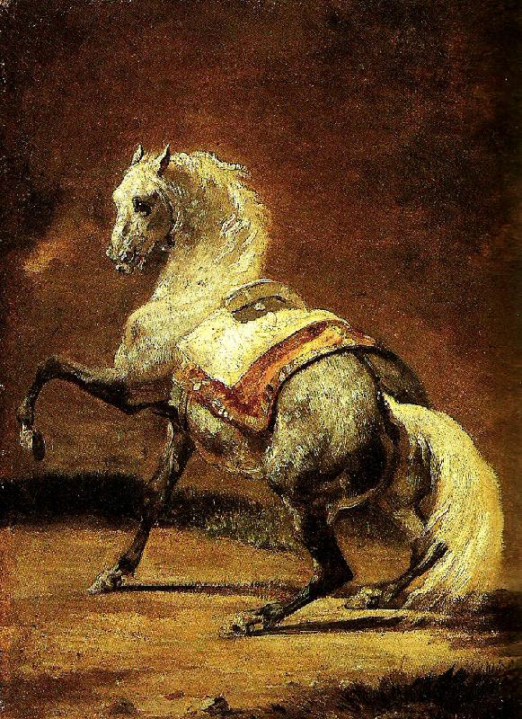 Theodore   Gericault cheval gris pommele